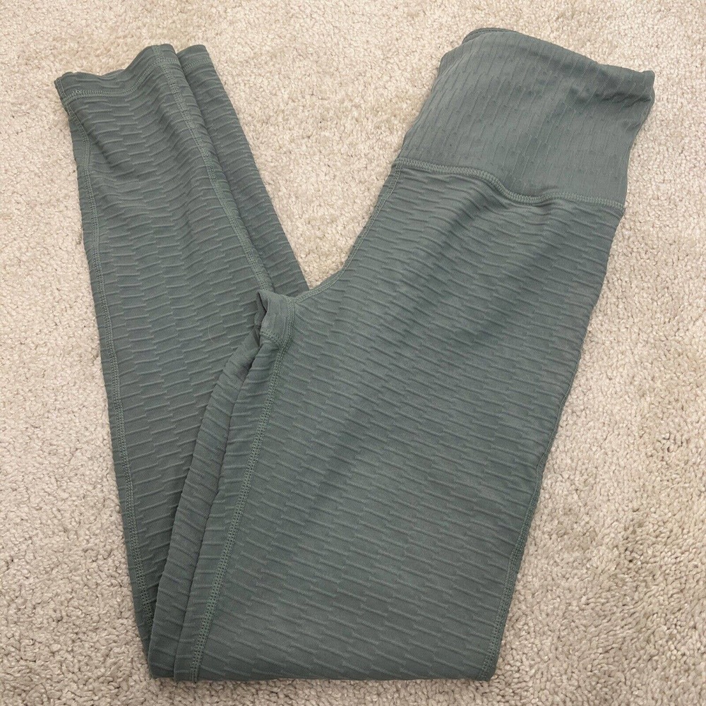 Mono B Sage Green Textured Full Length Athletic Leggings Size S